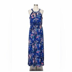 Vibrant Floral Maxi Dress in Blue